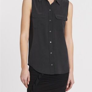 Equipment Black Sleeveless Button-Down Shirt